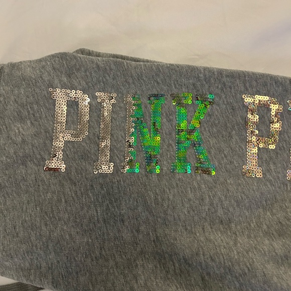 VS Pink bling joggers sequins iridescent gray size M ** rare find** - Picture 3 of 6